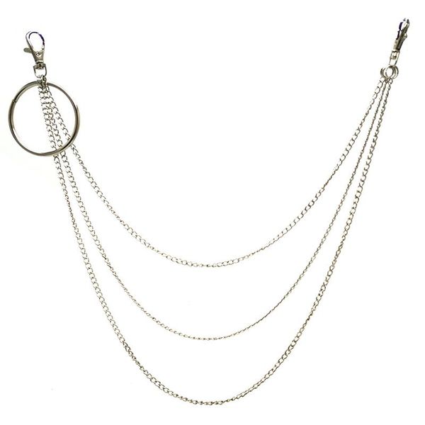 keychains three strands wallet chain with big ring biker key chains punk portachiavi trousers jean keychain men jewelry, Silver 
keychains three strands wallet chain with big ring biker key chains punk portachiavi trousers jean keychain men jewelry, Silver