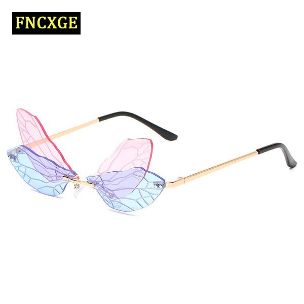 women sunglasses rimless dragonfly wing sun glasses vintage retro uv400 eyewear shades for lady men ocean lens, White;black
women sunglasses rimless dragonfly wing sun glasses vintage retro uv400 eyewear shades for lady men ocean lens, White;black