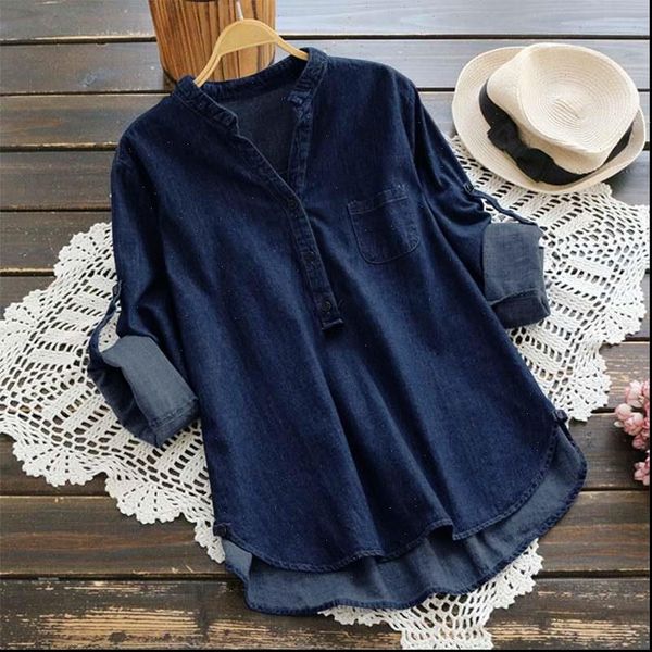 summer denim blue spring womens shirts v neck long sleeve solid shirt casual loose work ol blusas femininas, White
summer denim blue spring womens shirts v neck long sleeve solid shirt casual loose work ol blusas femininas, White