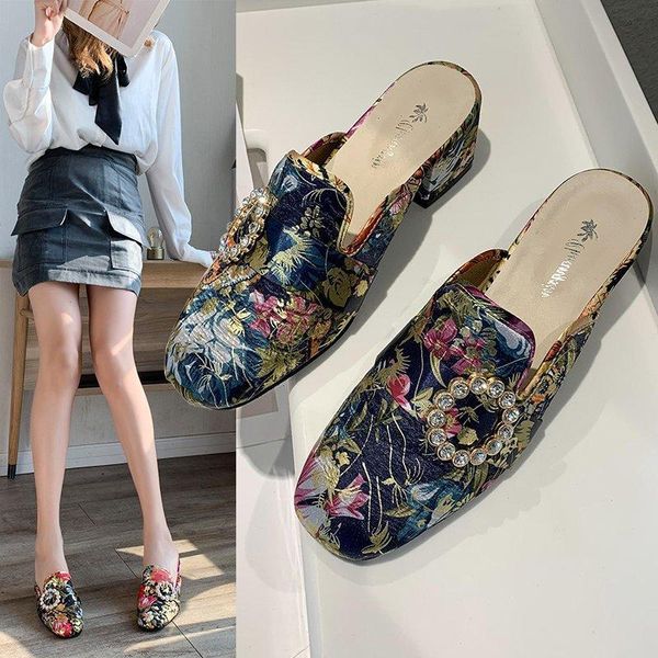 women's slippers 2021 summer versatile baotou half colorful thick heel fashion middle sandal x743, Black
women's slippers 2021 summer versatile baotou half colorful thick heel fashion middle sandal x743, Black