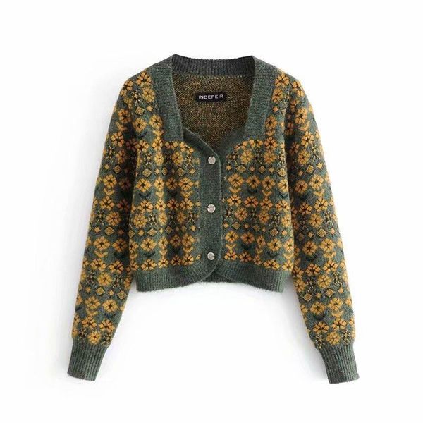 women's knits & tees 2021 green jacquard vintage daisy sweater ladies cardigan spring autumn short elegant art acrylic woman knitting r, White
women's knits & tees 2021 green jacquard vintage daisy sweater ladies cardigan spring autumn short elegant art acrylic woman knitting r, White