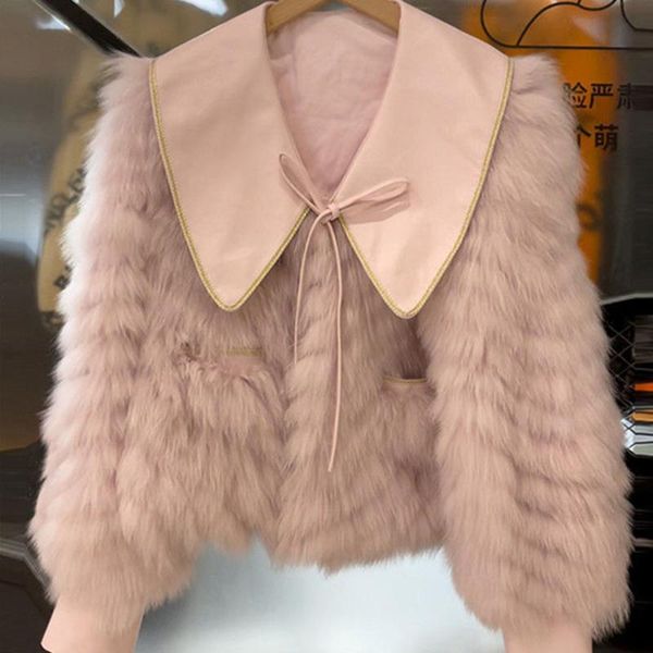 women's fur & faux winter imitation coat female 2021 autumn doll collar stitching jackets gentle sweet ladies short, Black
women's fur & faux winter imitation coat female 2021 autumn doll collar stitching jackets gentle sweet ladies short, Black