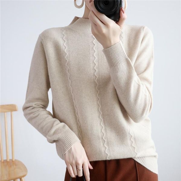 women's sweaters frseucag autumn and winter models of 100% wool sweater ladies knitted half neck full sleeve pullover, White;black
women's sweaters frseucag autumn and winter models of 100% wool sweater ladies knitted half neck full sleeve pullover, White;black