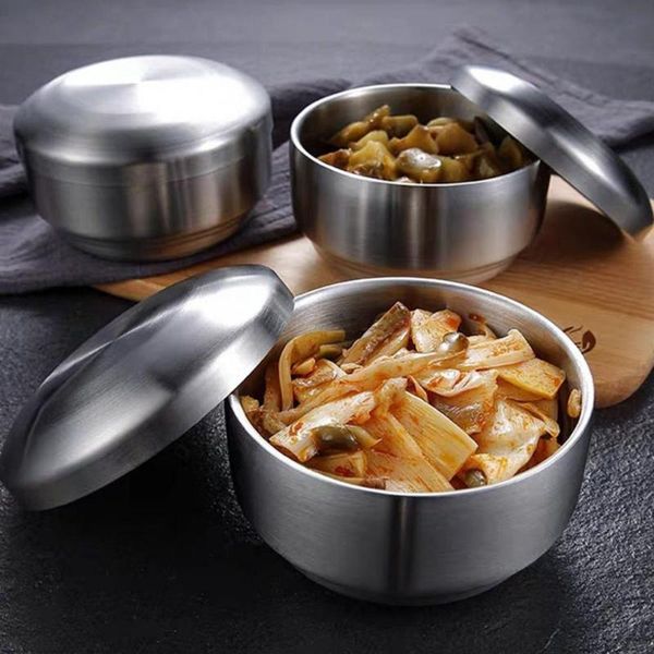 bowls 304 korean stainless steel double rice bowl with lid soup steamed anti-scalding child small korean-cuisine
bowls 304 korean stainless steel double rice bowl with lid soup steamed anti-scalding child small korean-cuisine