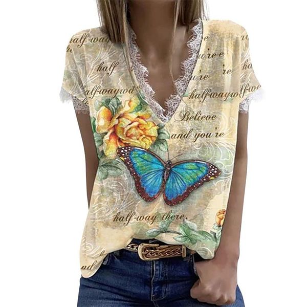 women's t-shirt 2021 digital printing retro butterfly lace summer v neck short sleeve floral blouse camiseta, White
women's t-shirt 2021 digital printing retro butterfly lace summer v neck short sleeve floral blouse camiseta, White
