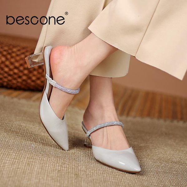 women sandals fashion gray rhinestone genuine leather shoes transparent heel wild elegant casual office lady bo832 dress, Black