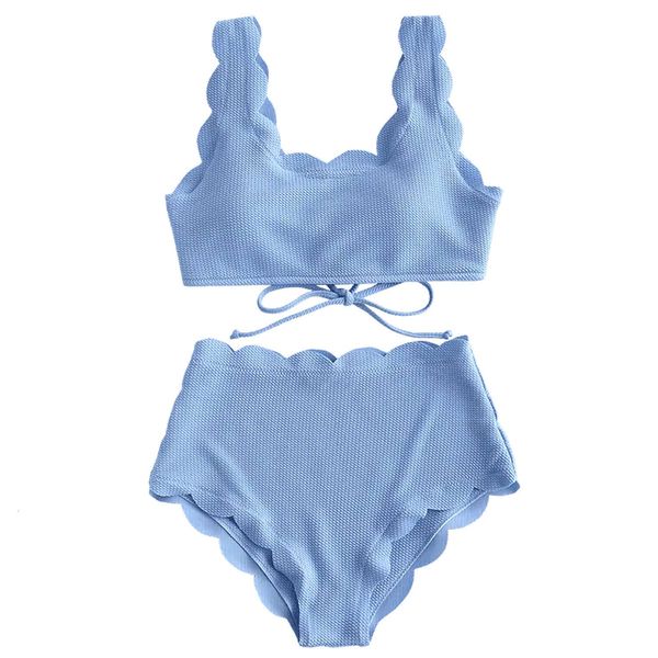 swimwear women scalloped textured high waist bikini set solid two pieces push up beach bathing suits lace biquinis, White;black
swimwear women scalloped textured high waist bikini set solid two pieces push up beach bathing suits lace biquinis, White;black