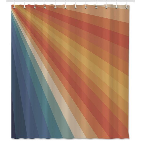 multi-color rainbow stripe shower curtain set, waterproof polyester fabric bath curtain included 12 hooks for master/kid's/guest
multi-color rainbow stripe shower curtain set, waterproof polyester fabric bath curtain included 12 hooks for master/kid's/guest