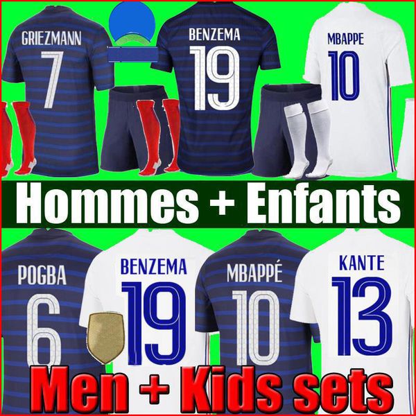 maillots de football 2021 thailand benzema 20 21 soccer jersey mbappe griezmann pogba kante maillot foot varane coman pavard kit shirt homme, Black;yellow