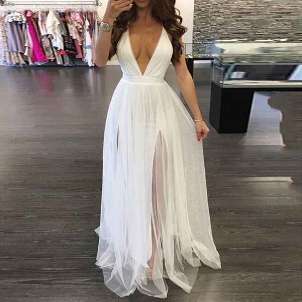 casual dresses women solid colors deep v detail sheer sleeveless elegant party evening long dress fashion vestidos#g3, Black;gray
casual dresses women solid colors deep v detail sheer sleeveless elegant party evening long dress fashion vestidos#g3, Black;gray