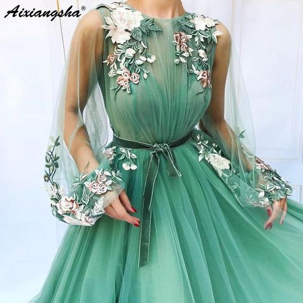 party dresses illusion long sleeve tulle a-line mint green prom applique flowers vestidos de festa longo formal evening dress, White;black
party dresses illusion long sleeve tulle a-line mint green prom applique flowers vestidos de festa longo formal evening dress, White;black