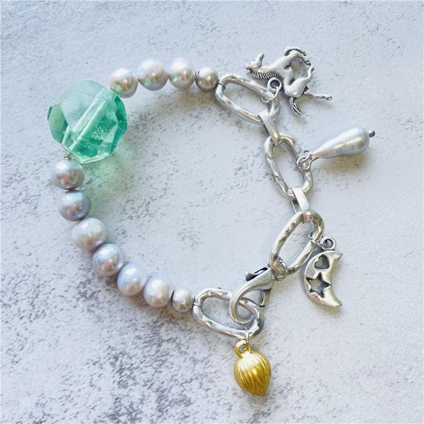 fashion jewelry designer charms for bracelets hq silver plated natural pearl link chain bracelet woman's accessories charm, Golden;silver 
fashion jewelry designer charms for bracelets hq silver plated natural pearl link chain bracelet woman's accessories charm, Golden;silver