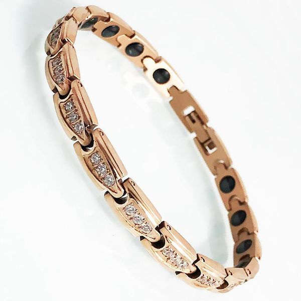 link, chain rose gold stainless steel cubic zirconia wrist bracelet for women healthy germanium magnetic therapy bangles ladies jewelry gift, Black
link, chain rose gold stainless steel cubic zirconia wrist bracelet for women healthy germanium magnetic therapy bangles ladies jewelry gift, Black
