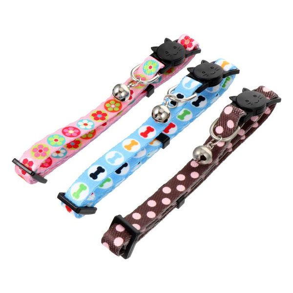 cat collars & leads 3pcs pet safety buckle exquisite flowers with bells