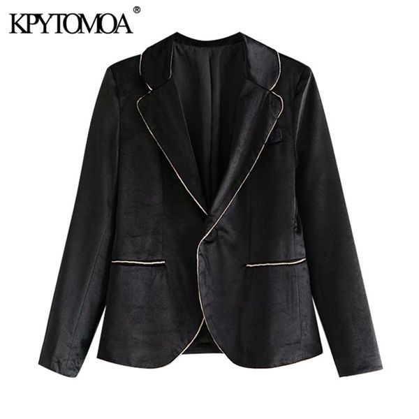 women fashion patchwork velvet single button blazer coat long sleeve pockets female outerwear chic 210420, White;black
women fashion patchwork velvet single button blazer coat long sleeve pockets female outerwear chic 210420, White;black