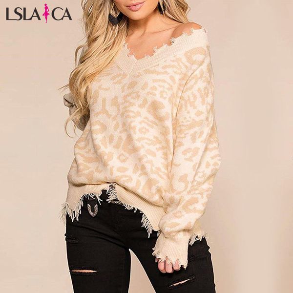 women's bottoming pullove temperament long-sleeved loose leopard blouses v-neck pullover sweater autumn female 210520, White;black
women's bottoming pullove temperament long-sleeved loose leopard blouses v-neck pullover sweater autumn female 210520, White;black