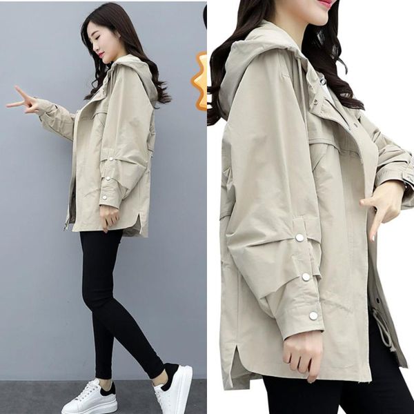 women's trench coats winter spring women casual coat female pleated zipper hooded short windbreaker ladies loose size m202, Tan;black
women's trench coats winter spring women casual coat female pleated zipper hooded short windbreaker ladies loose size m202, Tan;black
