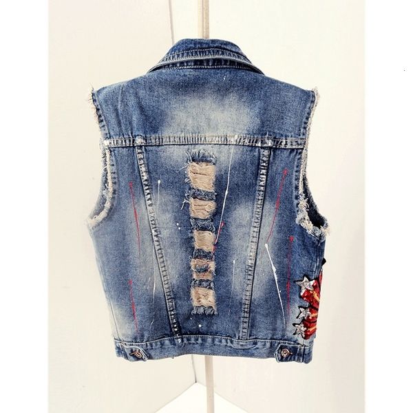 women's vests fine spring fitting sequins torn hole denim women's waistcoat street sleeveles single jacket breasted short feminine, Black;white
women's vests fine spring fitting sequins torn hole denim women's waistcoat street sleeveles single jacket breasted short feminine, Black;white