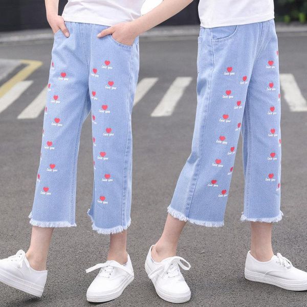 jeans for teen girls summer fashion heart print cropped trousers children school casual style cotton wide leg capri pants, Blue
jeans for teen girls summer fashion heart print cropped trousers children school casual style cotton wide leg capri pants, Blue