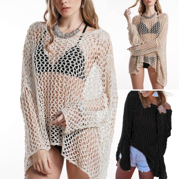 women bikini cover up long cardigan outerwear bathing beach dress longsleeve knitted see through sun protection loose women's swimwear, White;black
women bikini cover up long cardigan outerwear bathing beach dress longsleeve knitted see through sun protection loose women's swimwear, White;black