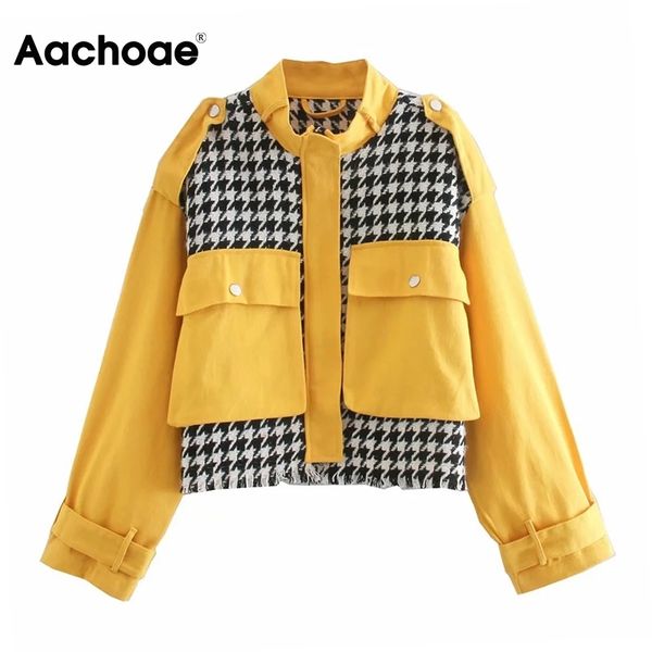 aachoae safari style patchwork women jacket autumn spring lattice lace decorate pocket coat lady retro cropped outerwear 210413, Black;brown
aachoae safari style patchwork women jacket autumn spring lattice lace decorate pocket coat lady retro cropped outerwear 210413, Black;brown