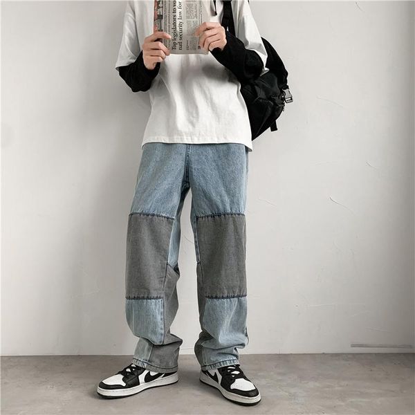 women's jeans autumn and winter contrast stitching fashion brand ins loose straight wide leg pants korean high street men, Blue
women's jeans autumn and winter contrast stitching fashion brand ins loose straight wide leg pants korean high street men, Blue