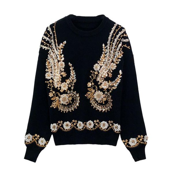 heavy industry sequins beads sweater women autumn winter fashion long sleeve knitted pullover female casual jacket coat w148, White;black
heavy industry sequins beads sweater women autumn winter fashion long sleeve knitted pullover female casual jacket coat w148, White;black