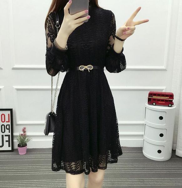 casual dresses women basic autumn spring lace dress long sleeve patchwork, Black;gray
casual dresses women basic autumn spring lace dress long sleeve patchwork, Black;gray