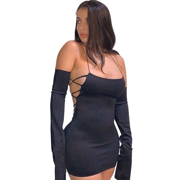 women mini dress halter bandage backless bodycon streetwear party night clubwear female outfit casual dresses, Black;gray
women mini dress halter bandage backless bodycon streetwear party night clubwear female outfit casual dresses, Black;gray