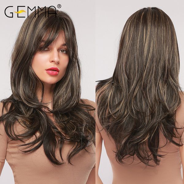 synthetic water wave long cosplay wig with bangs for women dark brown gloden highlight wigs heat resistant false hair, Black
synthetic water wave long cosplay wig with bangs for women dark brown gloden highlight wigs heat resistant false hair, Black