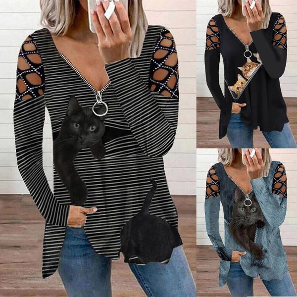 women's blouses & shirts fashion cat print blouse autumn diamonds zipper v-neck female women long sleeve shirt blusas femininas clothi, White
women's blouses & shirts fashion cat print blouse autumn diamonds zipper v-neck female women long sleeve shirt blusas femininas clothi, White