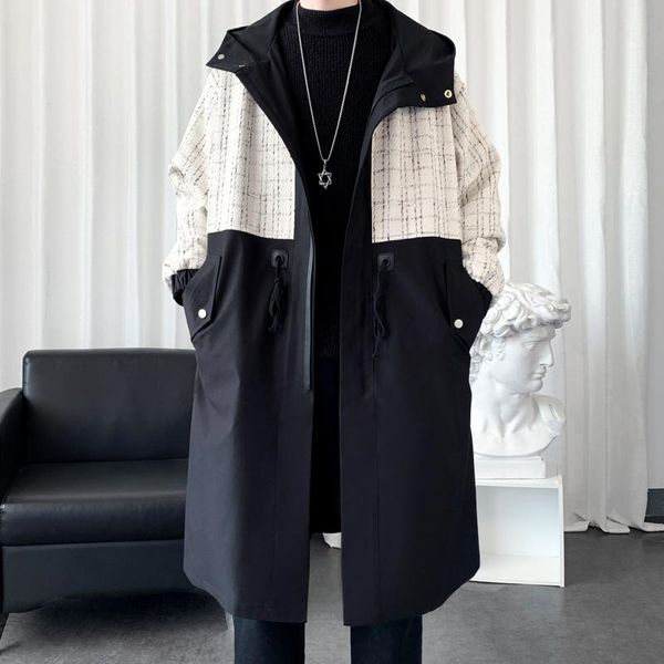 men's trench coats windbreaker jacket long oversize loose streetwear hooded vintage black high street casual male outerwear, Tan;black
men's trench coats windbreaker jacket long oversize loose streetwear hooded vintage black high street casual male outerwear, Tan;black