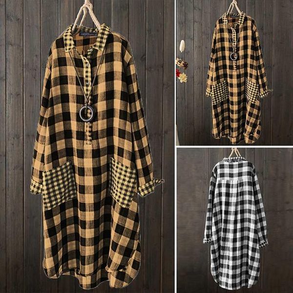 fashion autumn turn down womens dress collar shirt vintage plaid midi vestidos casual full sleeves robe oversized, Black;gray
fashion autumn turn down womens dress collar shirt vintage plaid midi vestidos casual full sleeves robe oversized, Black;gray