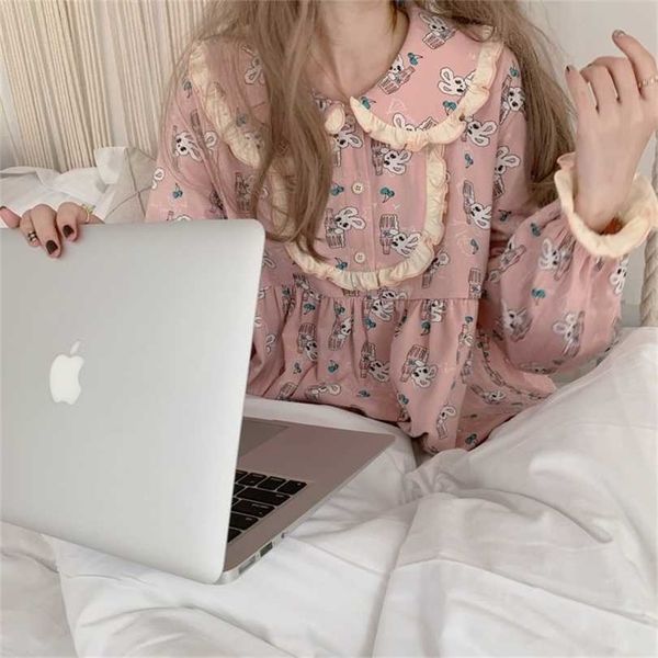 qweek pajamas for women kawaii cute bunny pijamas ruffles doll collar nightwear teen girls home clothes autumn winter pyjamas 211215, Black;red
qweek pajamas for women kawaii cute bunny pijamas ruffles doll collar nightwear teen girls home clothes autumn winter pyjamas 211215, Black;red