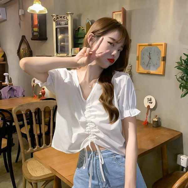 women's blouses & shirts women blouse shirt summer puff sleeve drawstring blusas ropa de mujer, White
women's blouses & shirts women blouse shirt summer puff sleeve drawstring blusas ropa de mujer, White