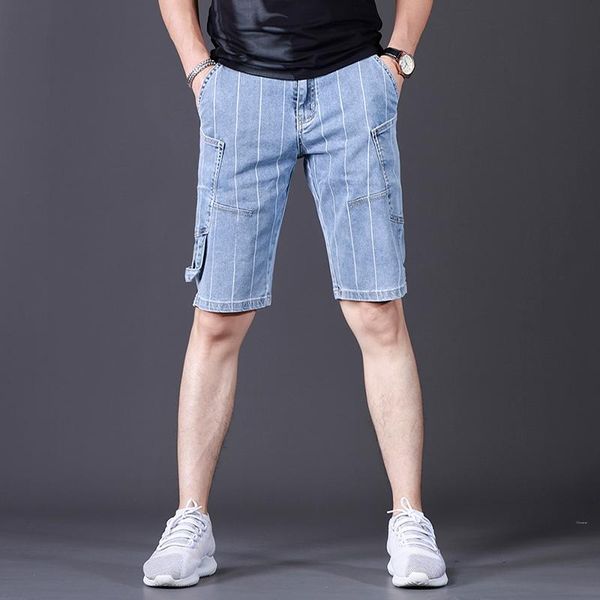 men's shorts denim summer fashion striped casual short jeans streetwear light blue multi-pocket knee length pants, White;black
men's shorts denim summer fashion striped casual short jeans streetwear light blue multi-pocket knee length pants, White;black
