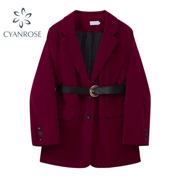 chic high waist belt slim red women's blazer vintage party elegant v neck korean coat jacket ladies ol stylish loose outwear 210430, White;black
chic high waist belt slim red women's blazer vintage party elegant v neck korean coat jacket ladies ol stylish loose outwear 210430, White;black