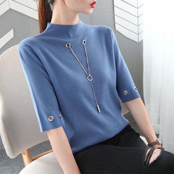 middle sleeve turtleneck hollow chain women sweaters knitted loose casual autumn patchwork, White;black
middle sleeve turtleneck hollow chain women sweaters knitted loose casual autumn patchwork, White;black