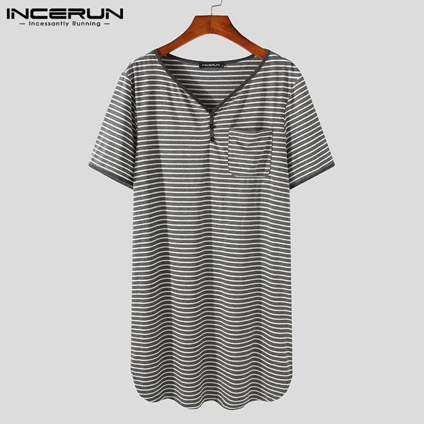 men's sleepwear incerun men striped robes v neck short sleeve casual homewear comfortable soft summer 2021 nightgown bathrobes 5xl, Black;brown
men's sleepwear incerun men striped robes v neck short sleeve casual homewear comfortable soft summer 2021 nightgown bathrobes 5xl, Black;brown