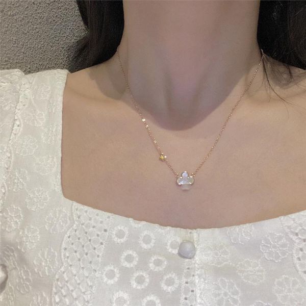 natural shell original small fresh rose flower version four-leaf clover simple necklace chains, Silver
natural shell original small fresh rose flower version four-leaf clover simple necklace chains, Silver