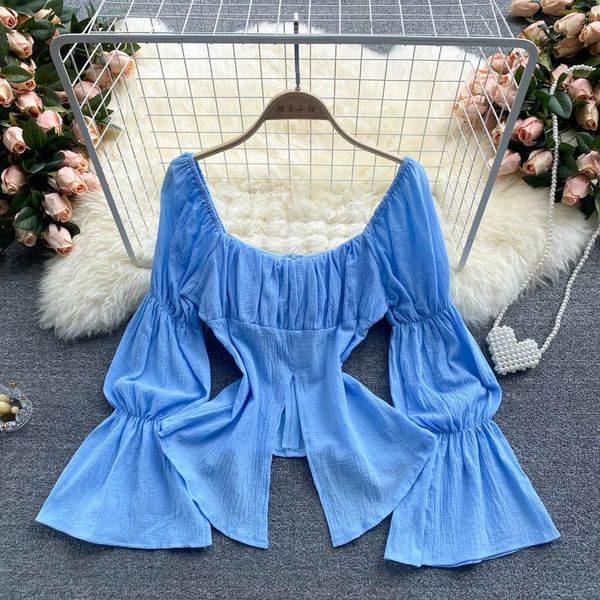 women's blouses & shirts singreiny women design split blouse fashion flared sleeve square collar solid 2021 summer korean style street, White
women's blouses & shirts singreiny women design split blouse fashion flared sleeve square collar solid 2021 summer korean style street, White