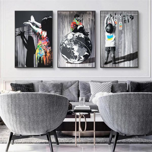 wall artwork banksy graffiti art canvas painting on the posters prints pictures for living room home cuadros paintings
wall artwork banksy graffiti art canvas painting on the posters prints pictures for living room home cuadros paintings