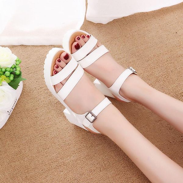 thick bottom sandals female fish mouth middle heel high wedge summer women's shoes, Black
thick bottom sandals female fish mouth middle heel high wedge summer women's shoes, Black