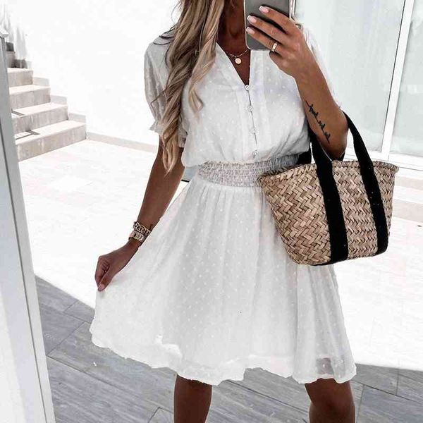 casual dresses summer white chiffon shirt v neck women elastic waist office a line lady elegant black dot party vestido 2021 2r0d, Black;gray
casual dresses summer white chiffon shirt v neck women elastic waist office a line lady elegant black dot party vestido 2021 2r0d, Black;gray