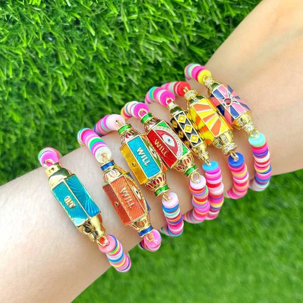 link, chain 5pcs colorful polymer clay bracelet, hexagon enamel connector charm bracelets, gold color box female beaded bracelets, Black
link, chain 5pcs colorful polymer clay bracelet, hexagon enamel connector charm bracelets, gold color box female beaded bracelets, Black