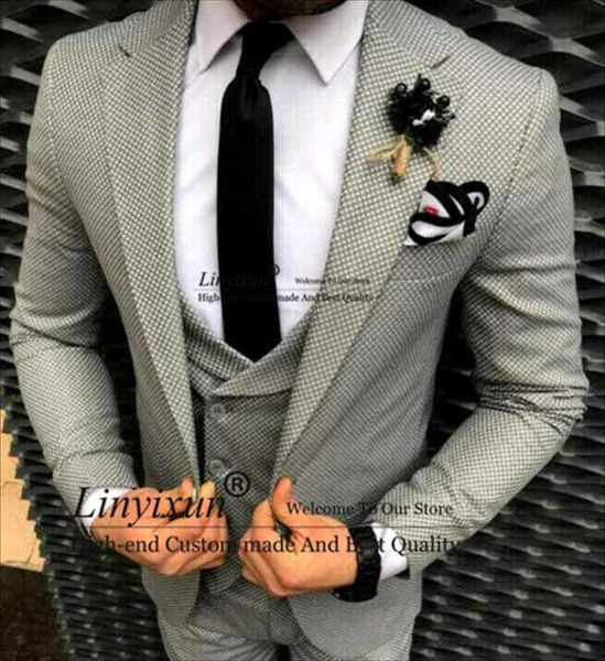 men's suits & blazers grey tweed plaid mens slim fit groom wedding tuxedos 3 pieces jacket vest pants sets fashion male blazer terno ma, White;black
men's suits & blazers grey tweed plaid mens slim fit groom wedding tuxedos 3 pieces jacket vest pants sets fashion male blazer terno ma, White;black