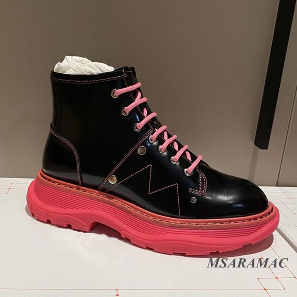 boots leather round toe rivet short personality street girl platform winter lace-up shoes, Black
boots leather round toe rivet short personality street girl platform winter lace-up shoes, Black