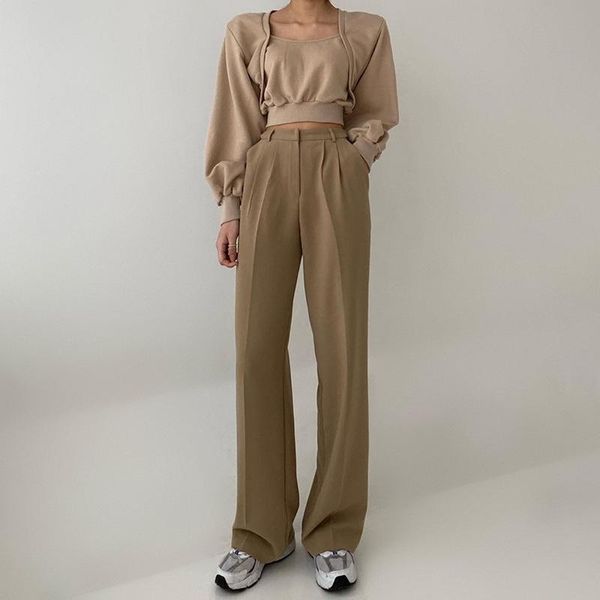 women's pants & capris za vintage khaki high waist pocket pleated casual loose straight trousers korean 2021 summer fashion streeet wea, Black;white
women's pants & capris za vintage khaki high waist pocket pleated casual loose straight trousers korean 2021 summer fashion streeet wea, Black;white