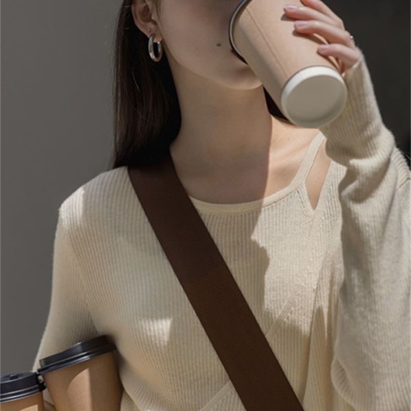 women's sweaters long sleeveless early autumn korean irregular design sense 123b, White;black
women's sweaters long sleeveless early autumn korean irregular design sense 123b, White;black