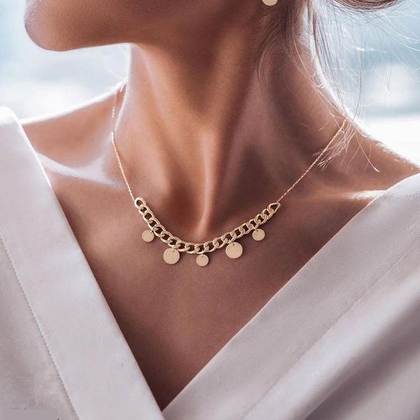 pendant necklaces round necklace women stainless steel gold color fashion choker chain for jewelry gift, Silver
pendant necklaces round necklace women stainless steel gold color fashion choker chain for jewelry gift, Silver
